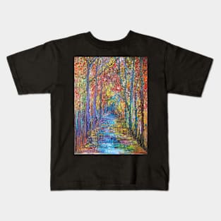 Rainy Woodland Path Kids T-Shirt